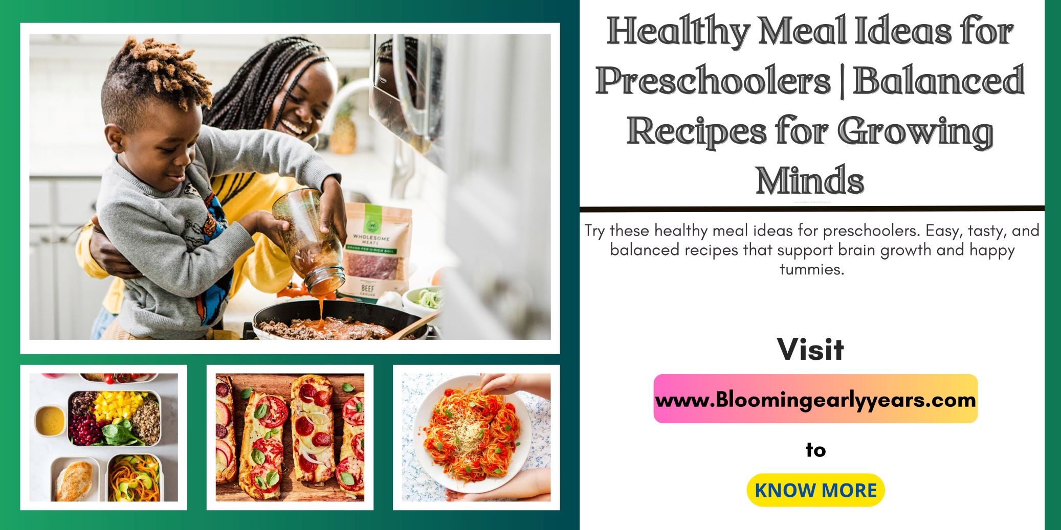 Healthy Meal Ideas For Preschoolers | https://bloomingearlyyears.com/