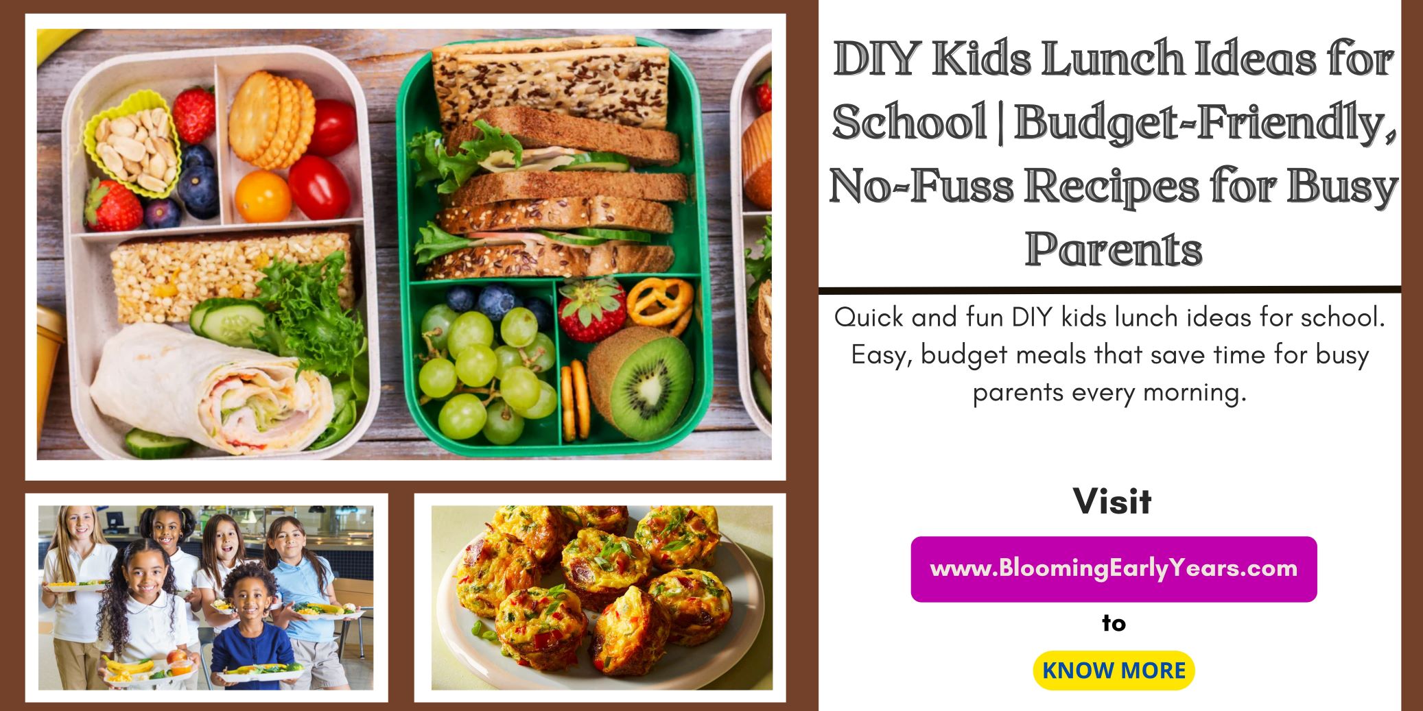 DIY Kids Lunch Ideas for School | https://bloomingearlyyears.com/